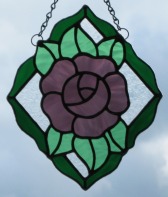 Stained Glass Rose, Purple Suncatcher