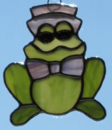 Stained Glass Frog in a Top Hat and Bow Tie